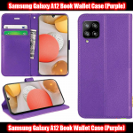 Book Wallet Case Cover Purple For Samsung Galaxy A12 SM-A125F/DSN Slim Fit Look